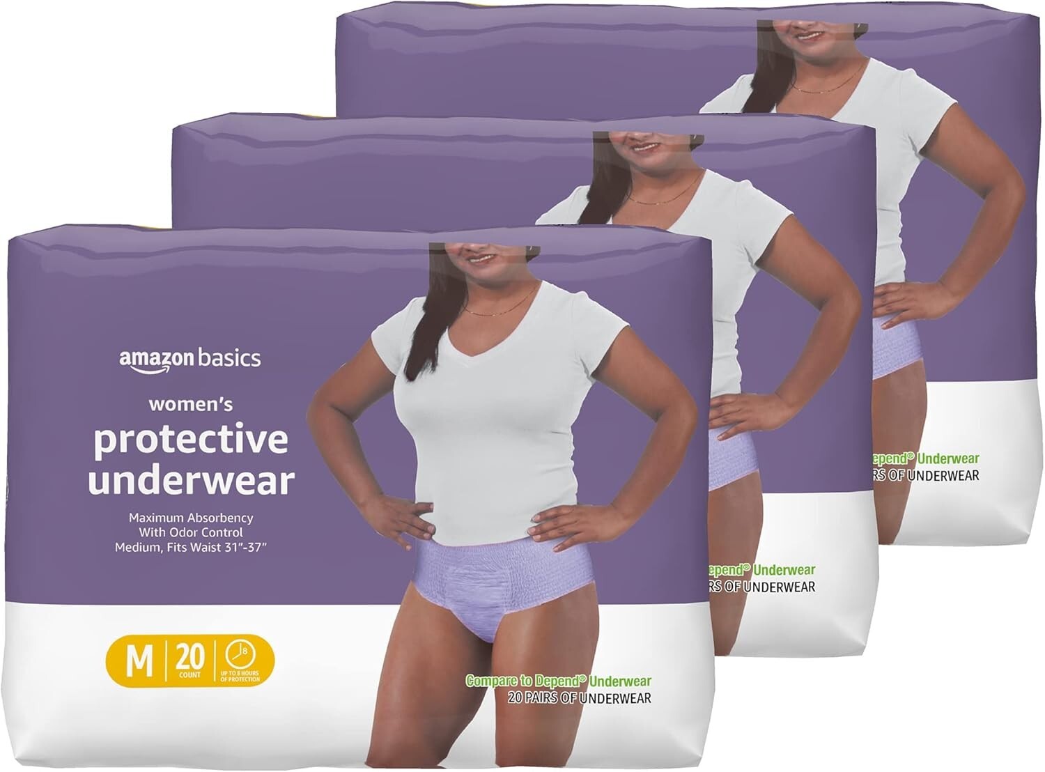 Amazon Basics Women's Incontinence Underwear, Disposable - Medium - 60 Count