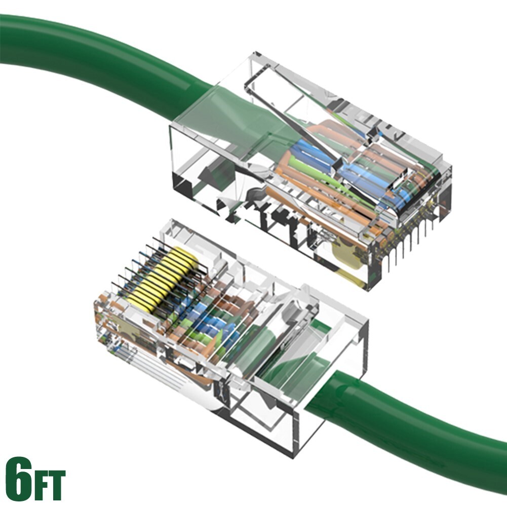 6FT Cat5e RJ45 Ethernet LAN Network UTP Non-Booted Patch Cable Cord Copper Green