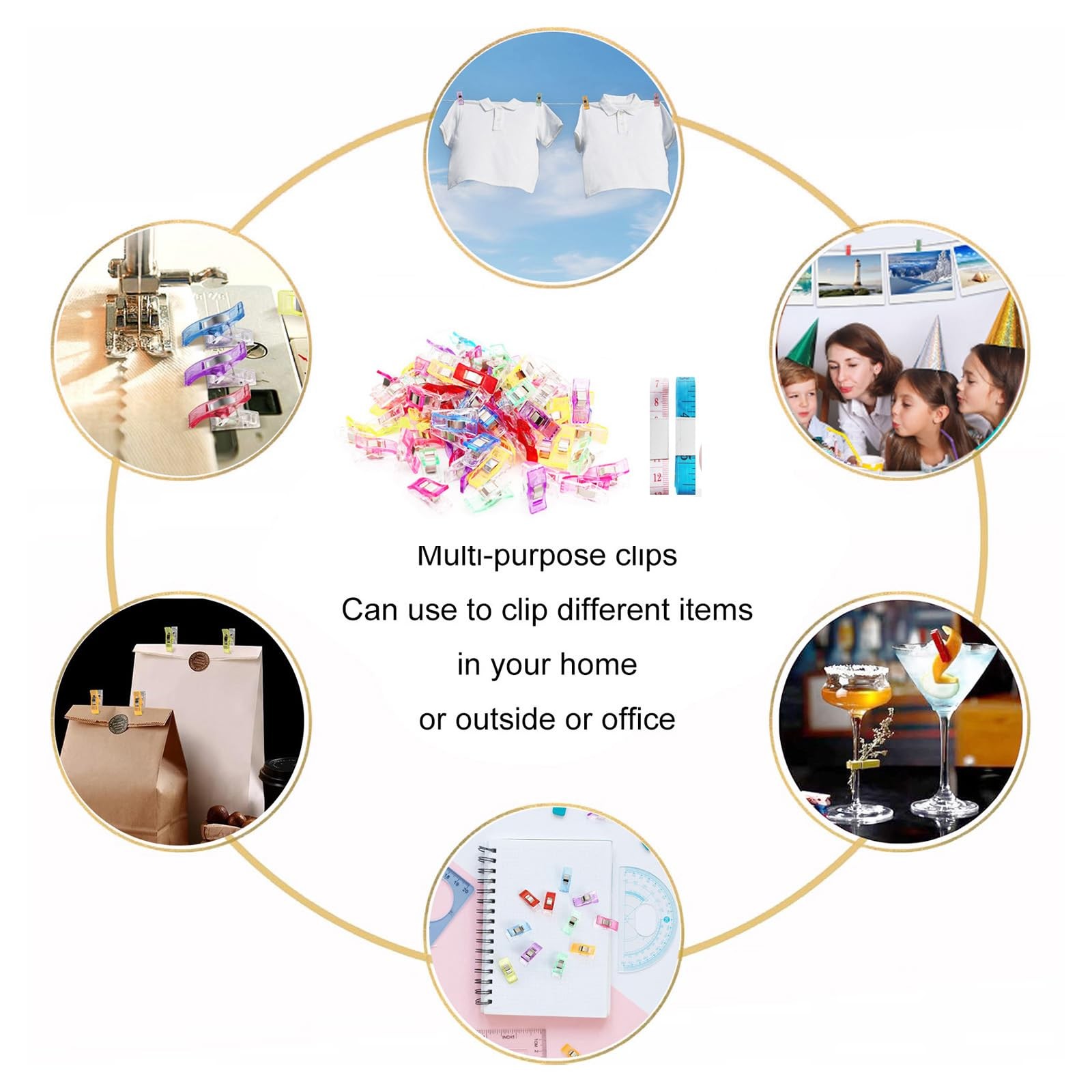 Premium Plastic Clips, Multipurpose Sewing Clips Quilting Colorful