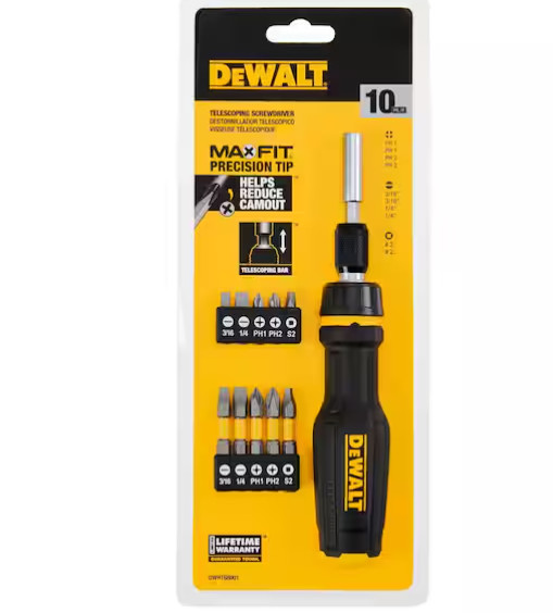 DEWALT Max Fit Telescoping Ratcheting Multi-Bit Combination Screwdriver Set 10pk