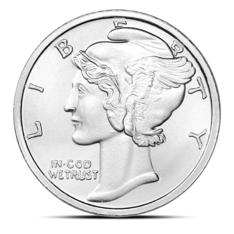 1 oz Mercury Dime Design Silver Round (CNT Minting)