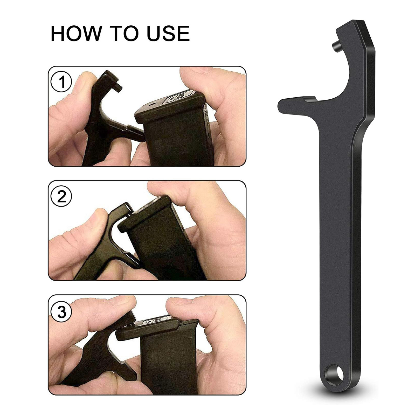 Handgun Front or Rear Sight Pusher Tool with Magazine Disassembly Tool for Glock