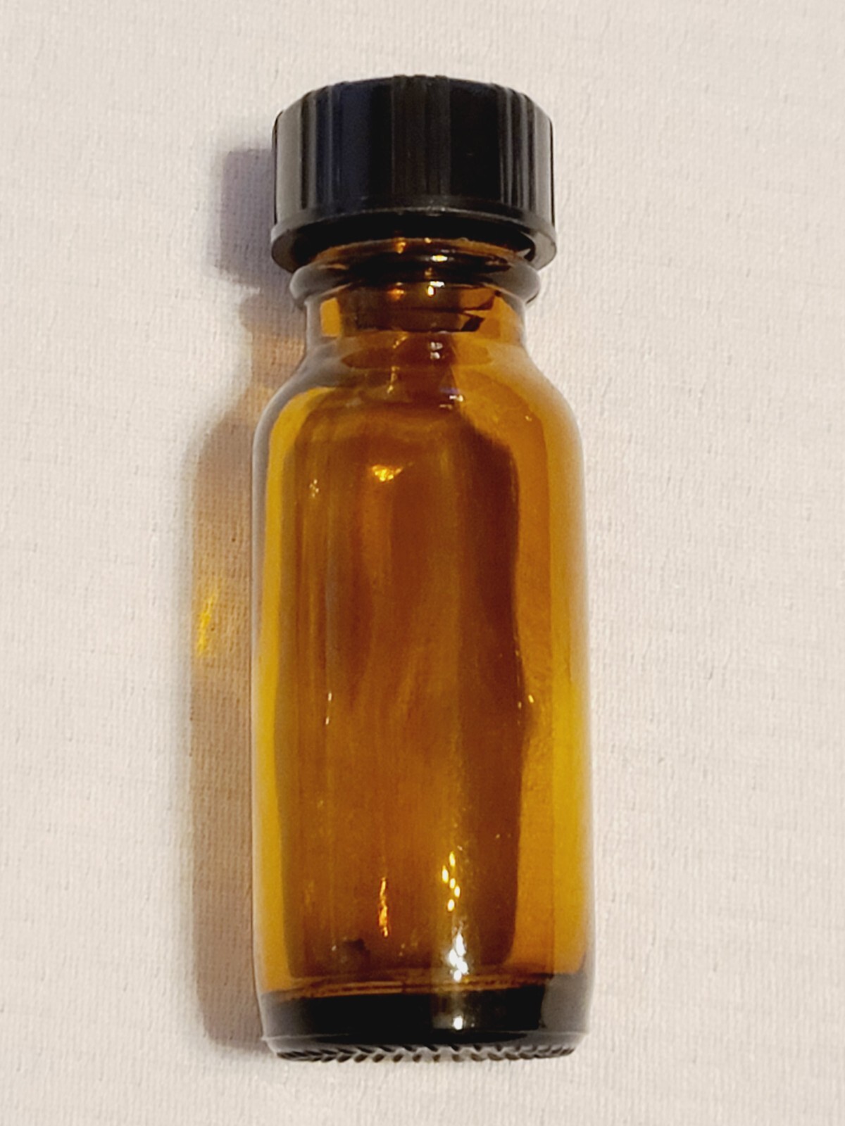 Amber Boston Round Glass Bottles (15 ml) set of 12 Poly Lined Caps