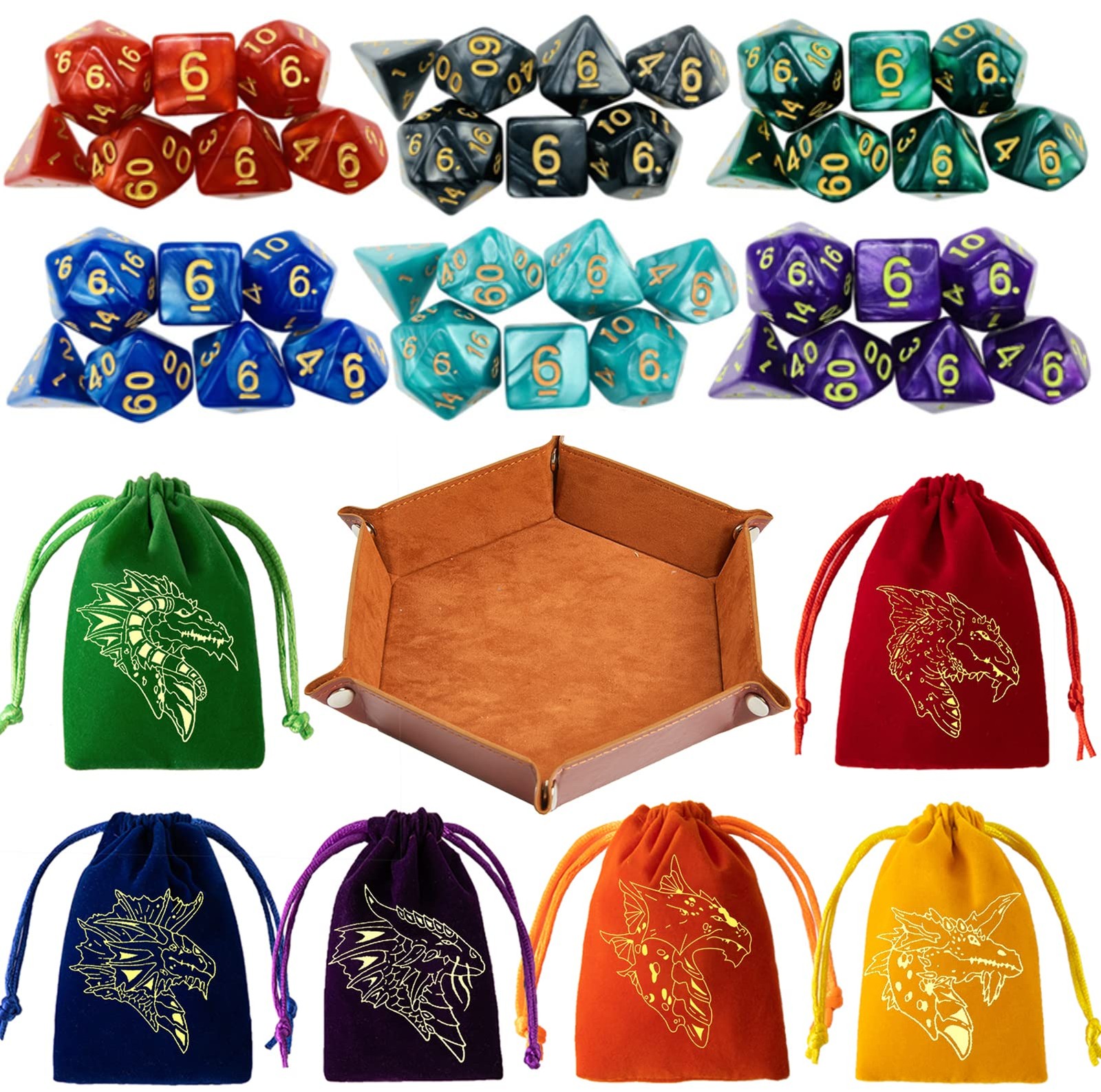 DND Dice Set 42 Pcs Polyhedral Dungeons and Dragons Rolling Dice for D&D RPG MTG