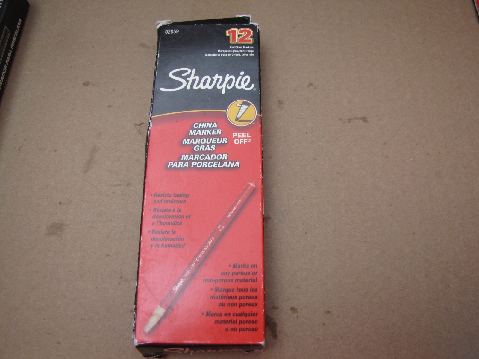 Sharpie Peel-Off China Markers, Red, 12 Count BOX HAS SOME SHELF WEAR