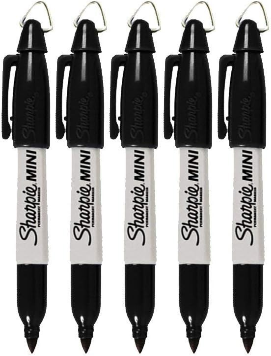 Sharpie Mini Permanent Markers with Golf Keychain 1 Count (Pack of 5), Black