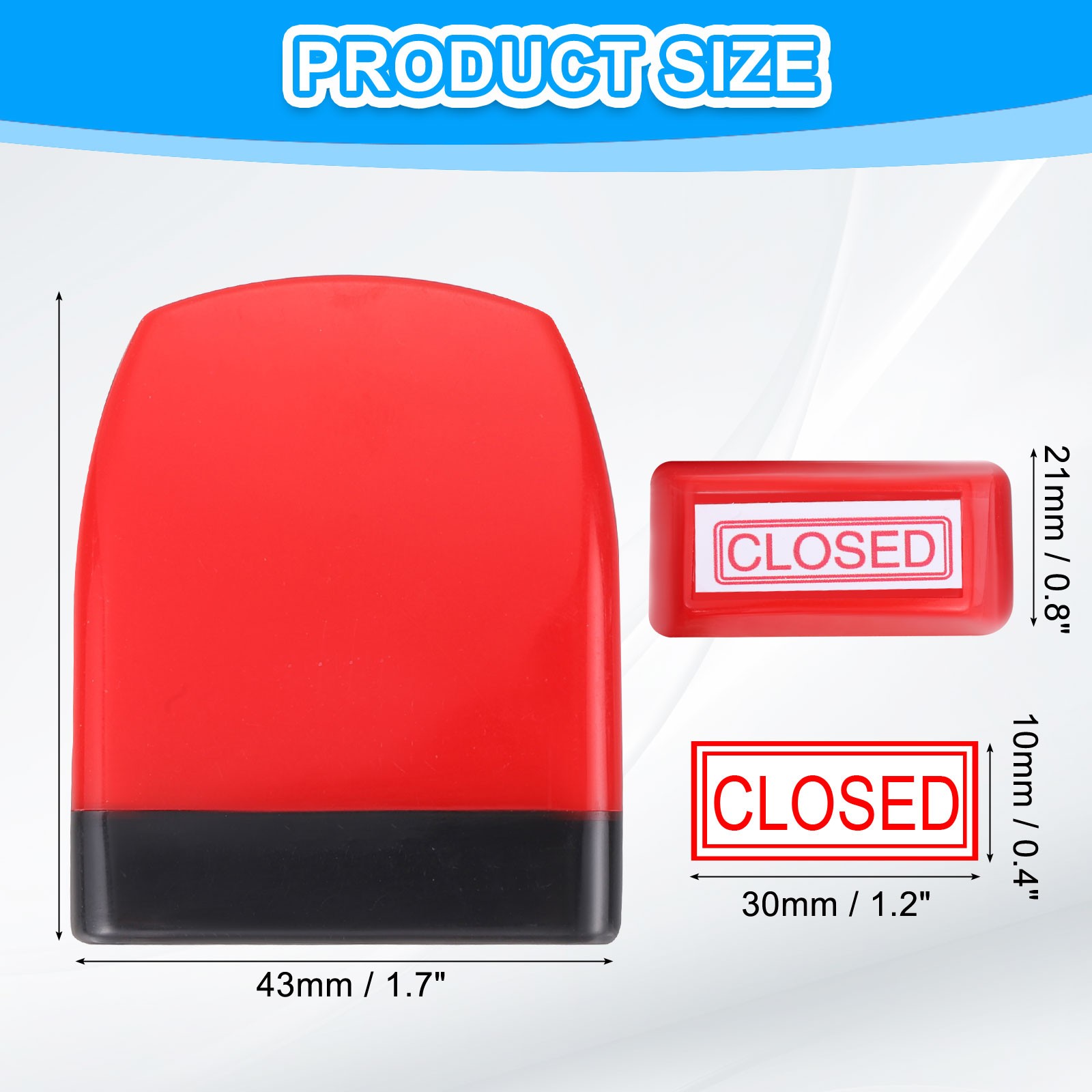 CLOSED Notice Stamp Self Inking, Red Black