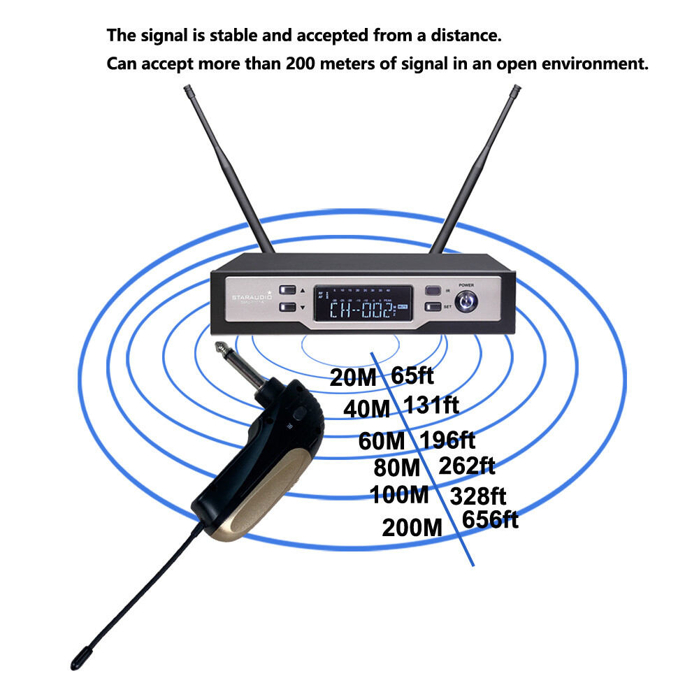 Wireless UHF Guitar Microphone System Guitar Straight pug Angled plug Stage Mic