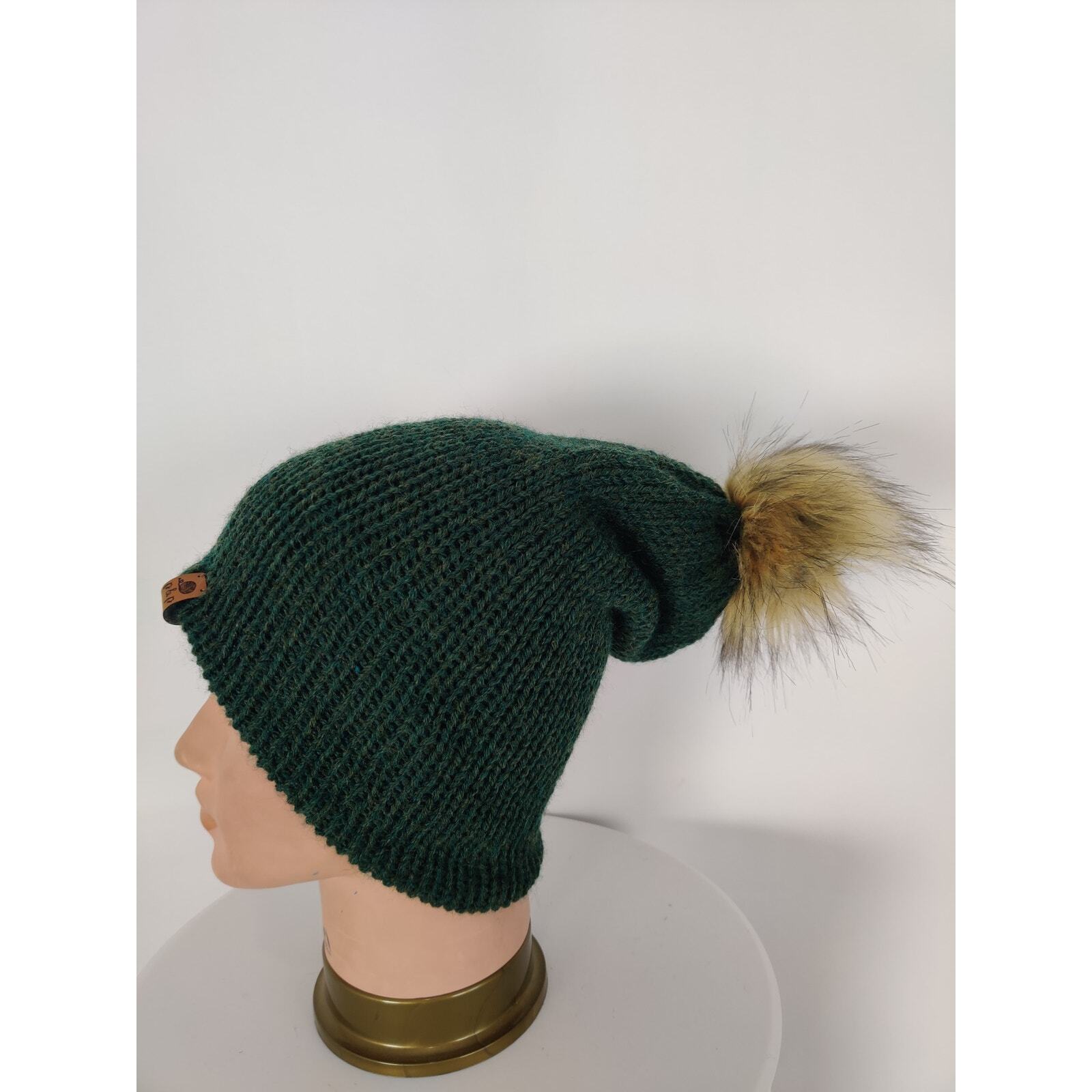 RARE ORIGINAL P&P Unisex beanie winter pom pom casual green OS