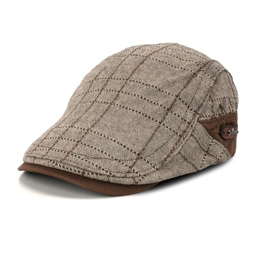 M Men Newsboy Caps Cotton Buckle Adjustable Beret Hat One Size Hat-a2-brown