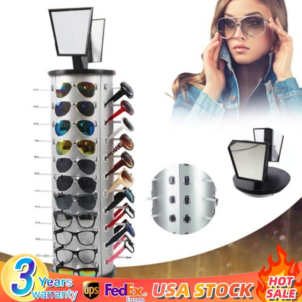 Glasses Rack Holder Sunglasses Display Stand Organizer 360° Rotating 44 Pairs US