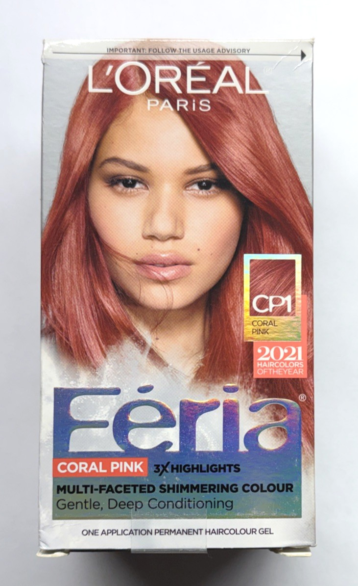 L'Oreal Paris Feria Multi-Faceted Shimmering Permanent Hair Color Coral Pink CP1