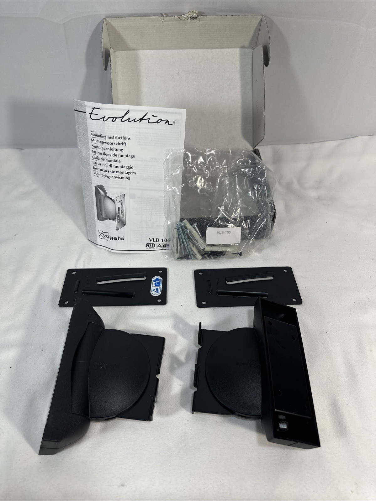 NOB Evolution VLB-100 Loudspeaker Wall Brackets WITH mounting Hardware
