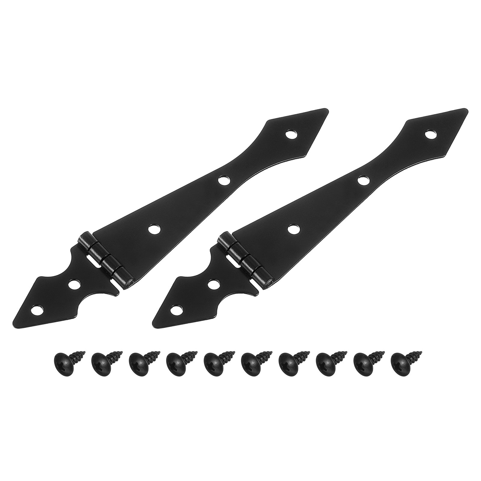 2Pcs Strap Hinges, 5.7 Inch Shed Door Hinges Gate Hinge with Screws, Black
