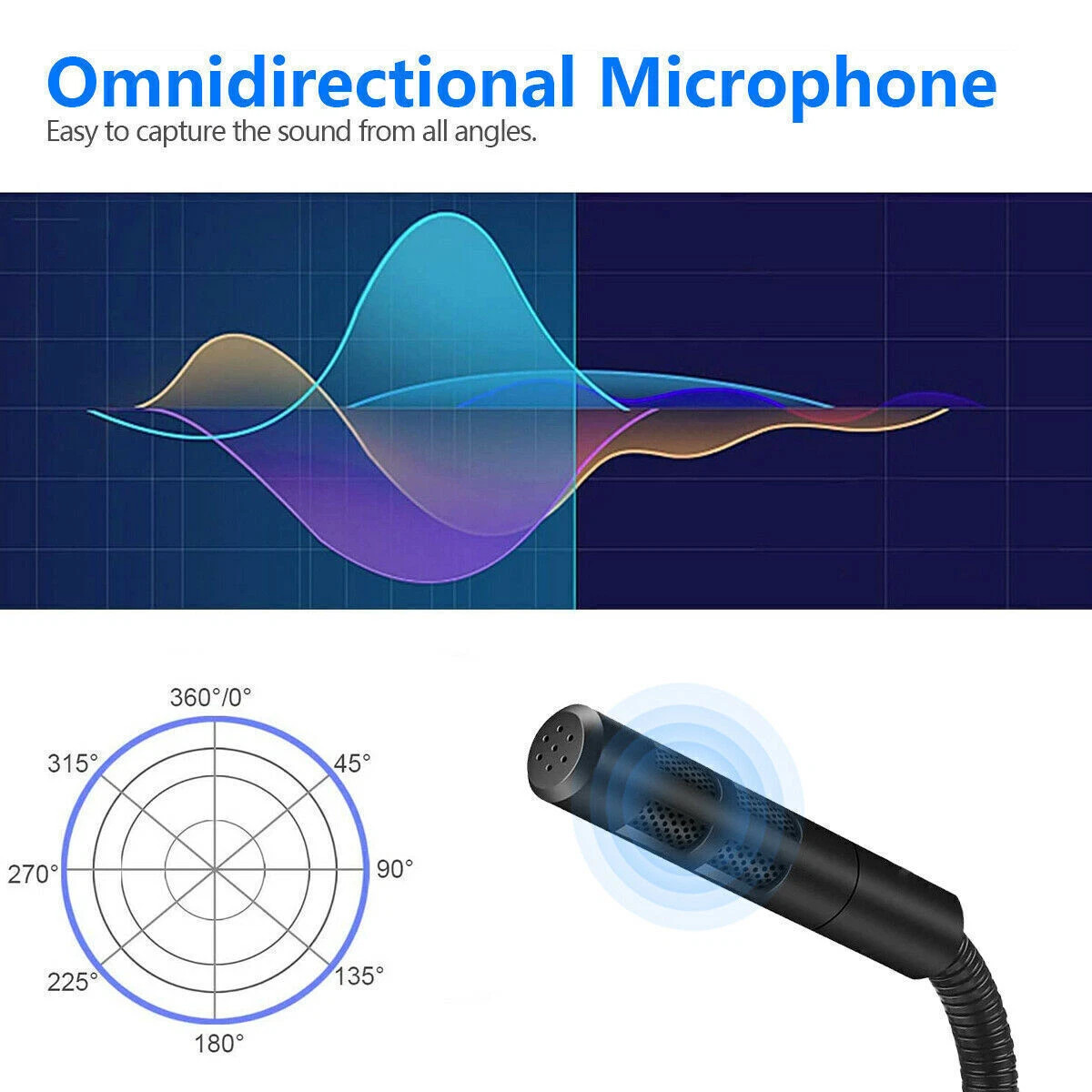Mini USB Condenser Microphone with Stand - Plug & Play for PC/Laptop/Mac
