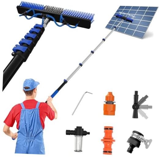 30 FT Reach Solar Panel Cleaning Brush Kit with 5-24 FT Telescopic 5-24FT