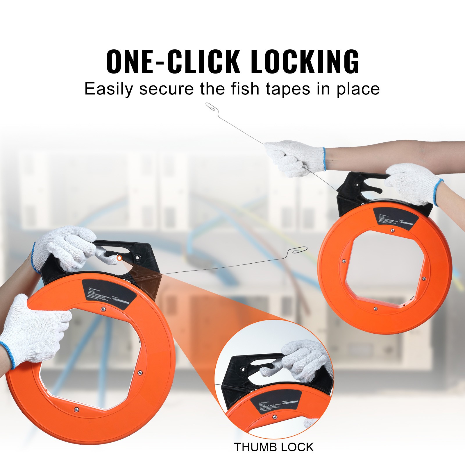 Fish Tape Wire Cable Line Puller 240ft 1/8 in Steel with High Plastic Case