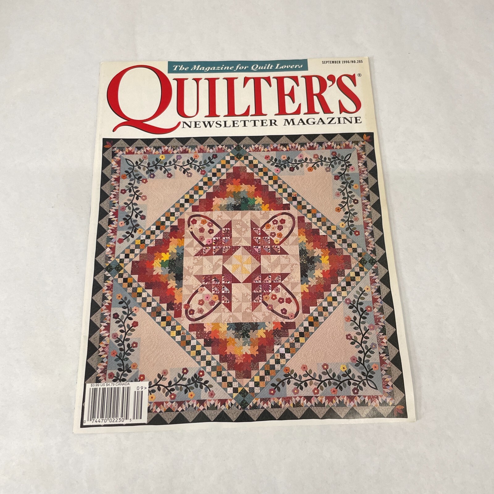 QUILTERS NEWSLETTER MAGAZINE 1996 Sept #285 Quilting Sewing Magazines issues