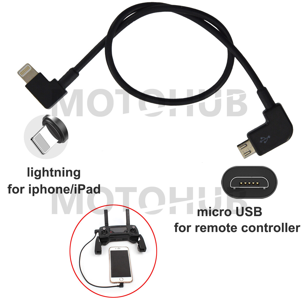 Cable for DJI Phantom 3 4 Inspire 1 2 Remote Controller RC IOS iPhone/iPad USB