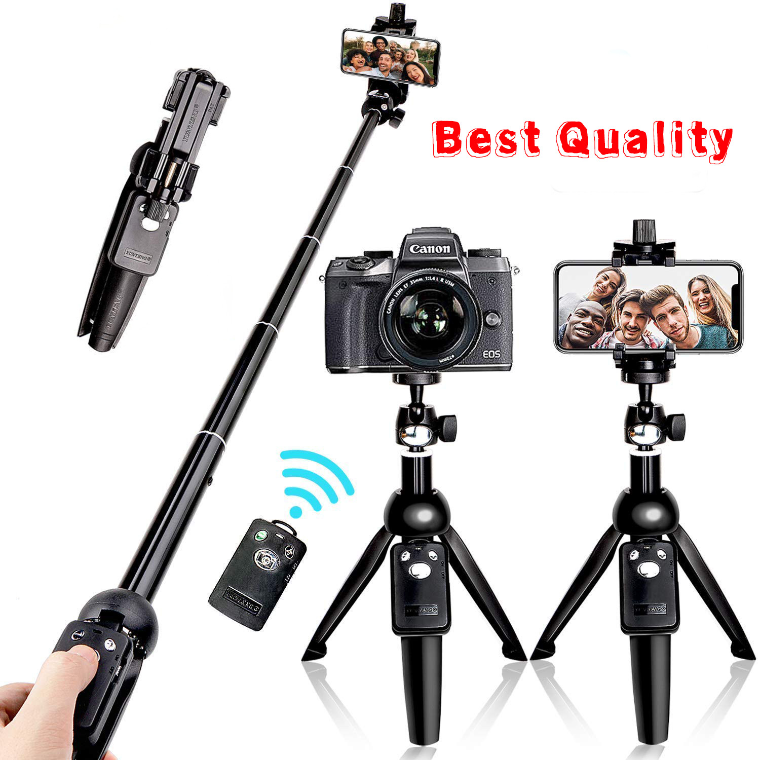 Selfie Stick Tripod 40" Bluetooth Remote Portable for iPhone and Android Phones