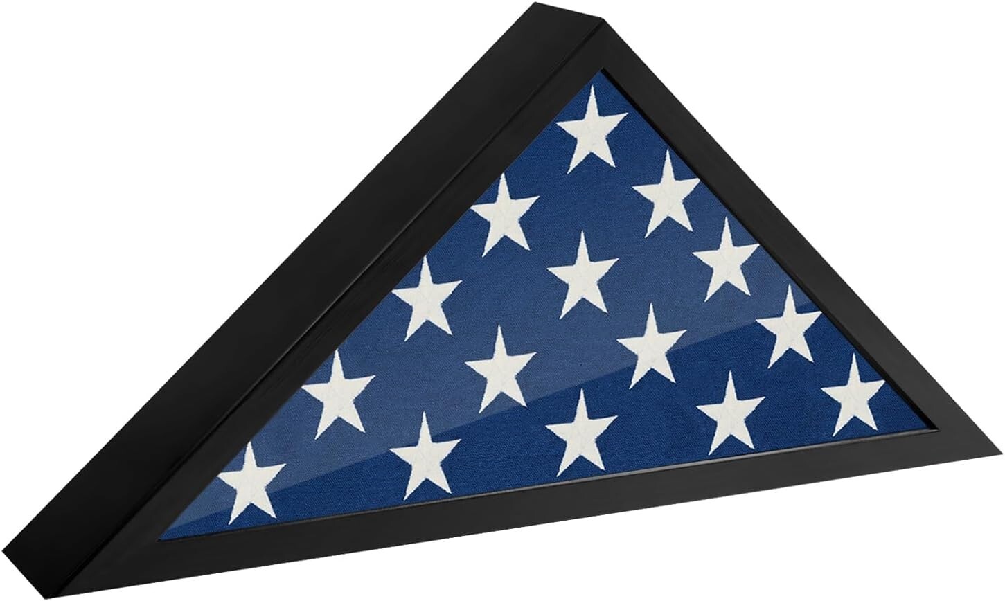 USA American Flag Case Frame Memorial Flag Display Case Table Wall Hanging Black