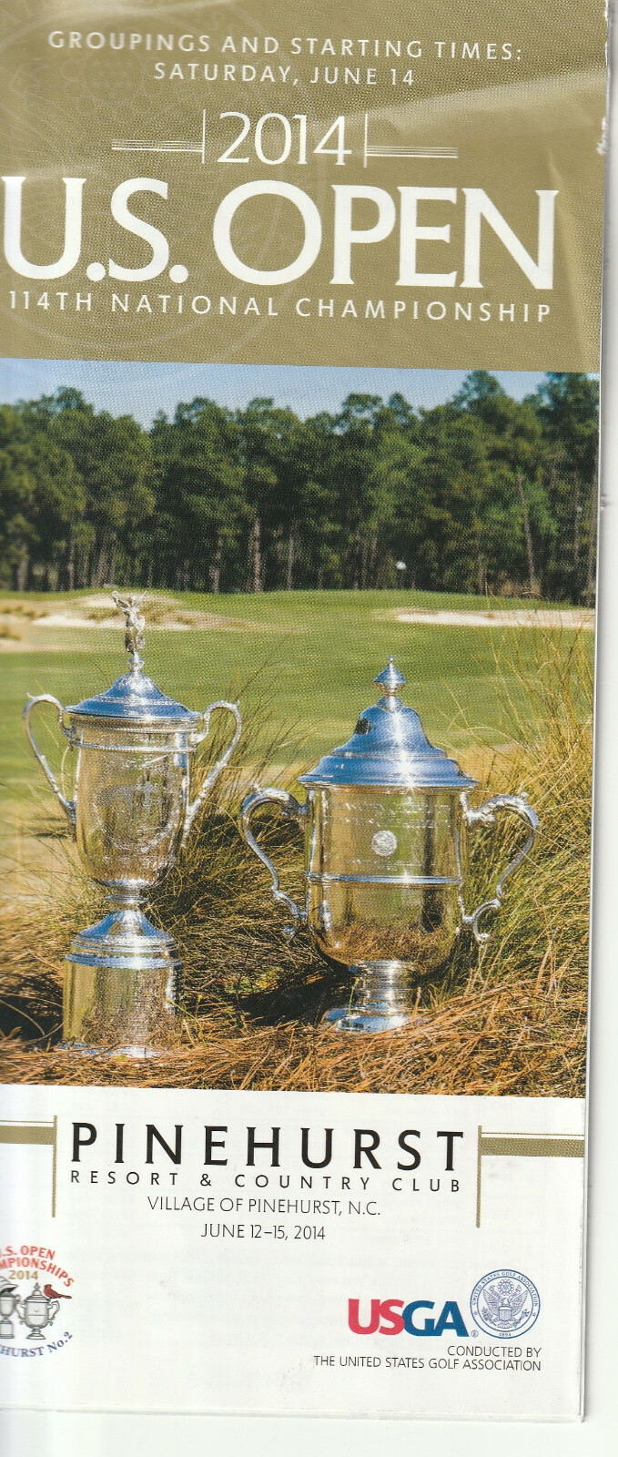 2014 US Open Golf Grouping/Start Times Program 14JUN Pinehurst NC MY20