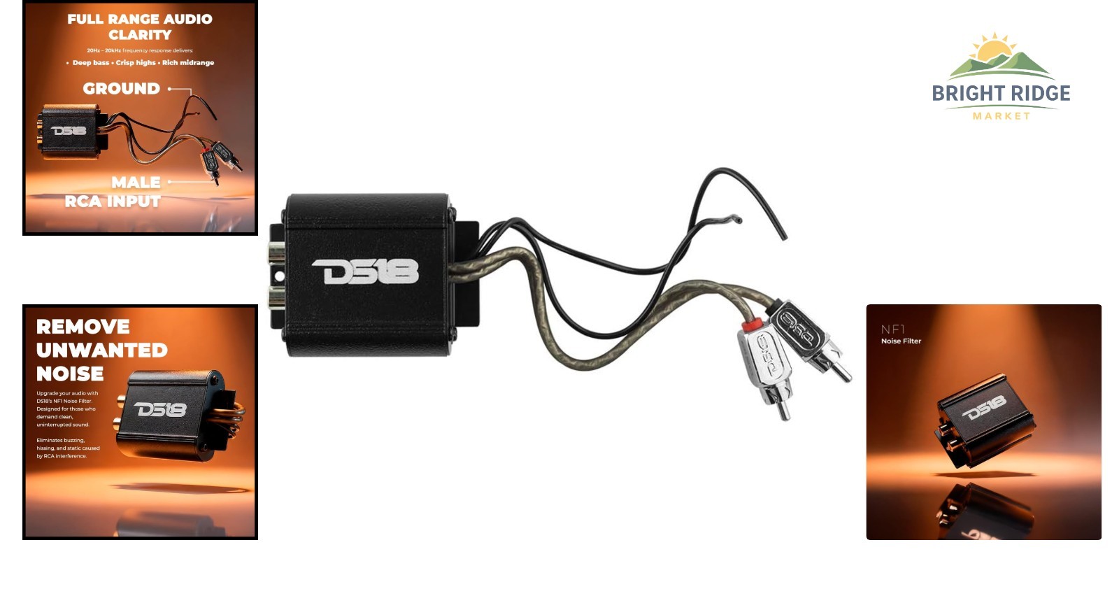 Professional RCA Noise Filter for Car Audio Systems, Eliminates Hum Noise