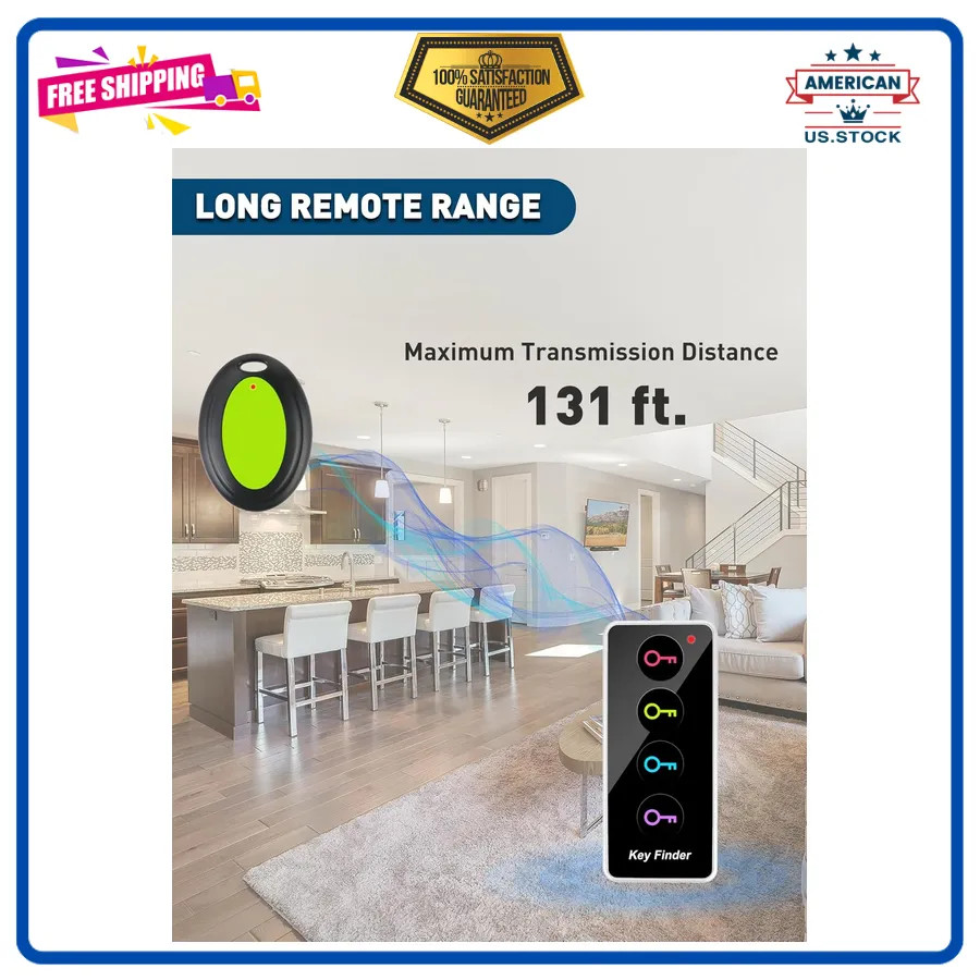Wireless Key Finder Item Locator Remote Tracker 131ft Range with Sound Battery