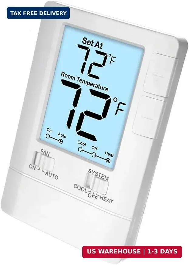 Thermostat for Home Non-Programmable Single-Stage Systems, 1 Heat/1 Cool, Easy D
