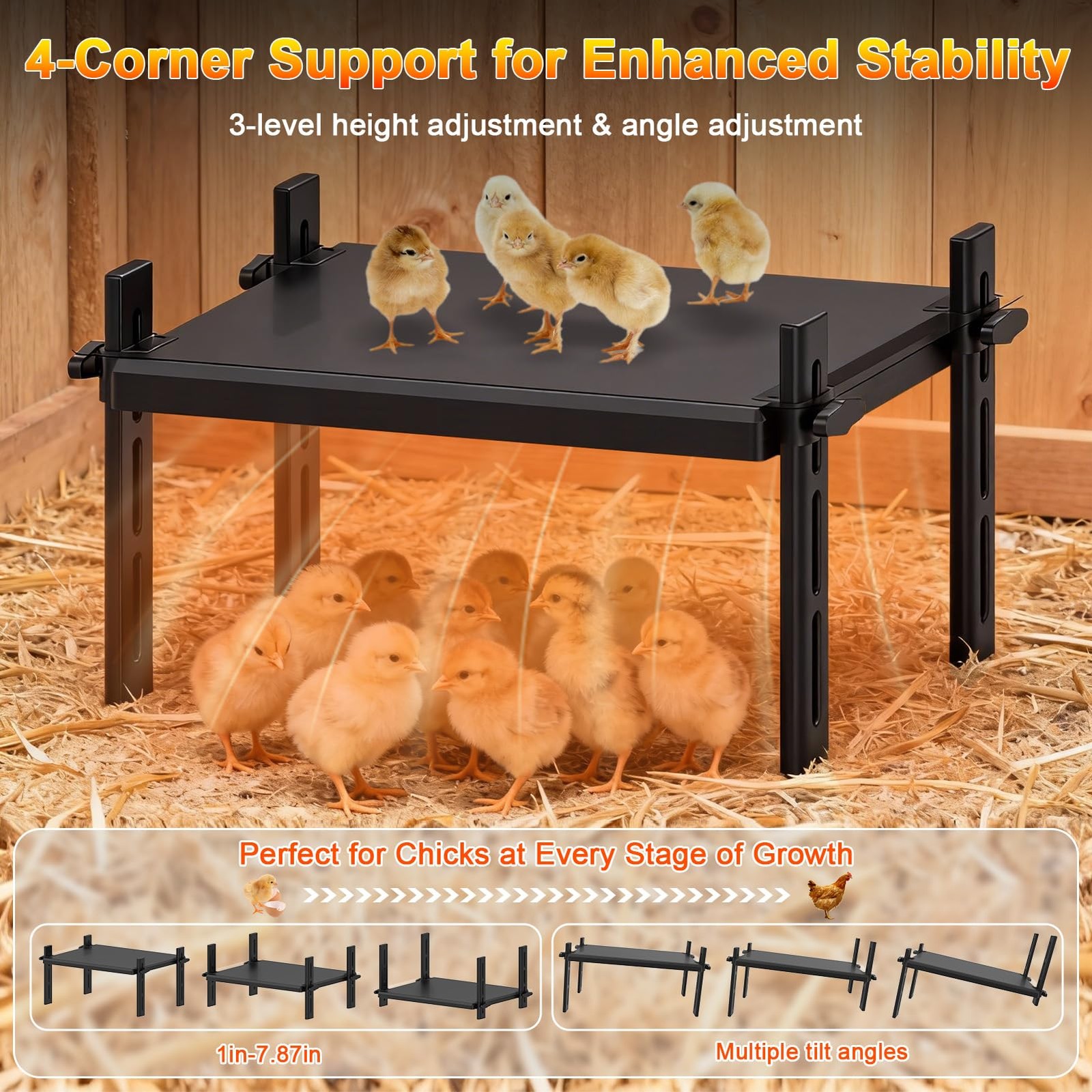 KOOHYIA 15" x 12.6" Large Chicks Brooder Heater for 20 Chicks - 49W Height an...