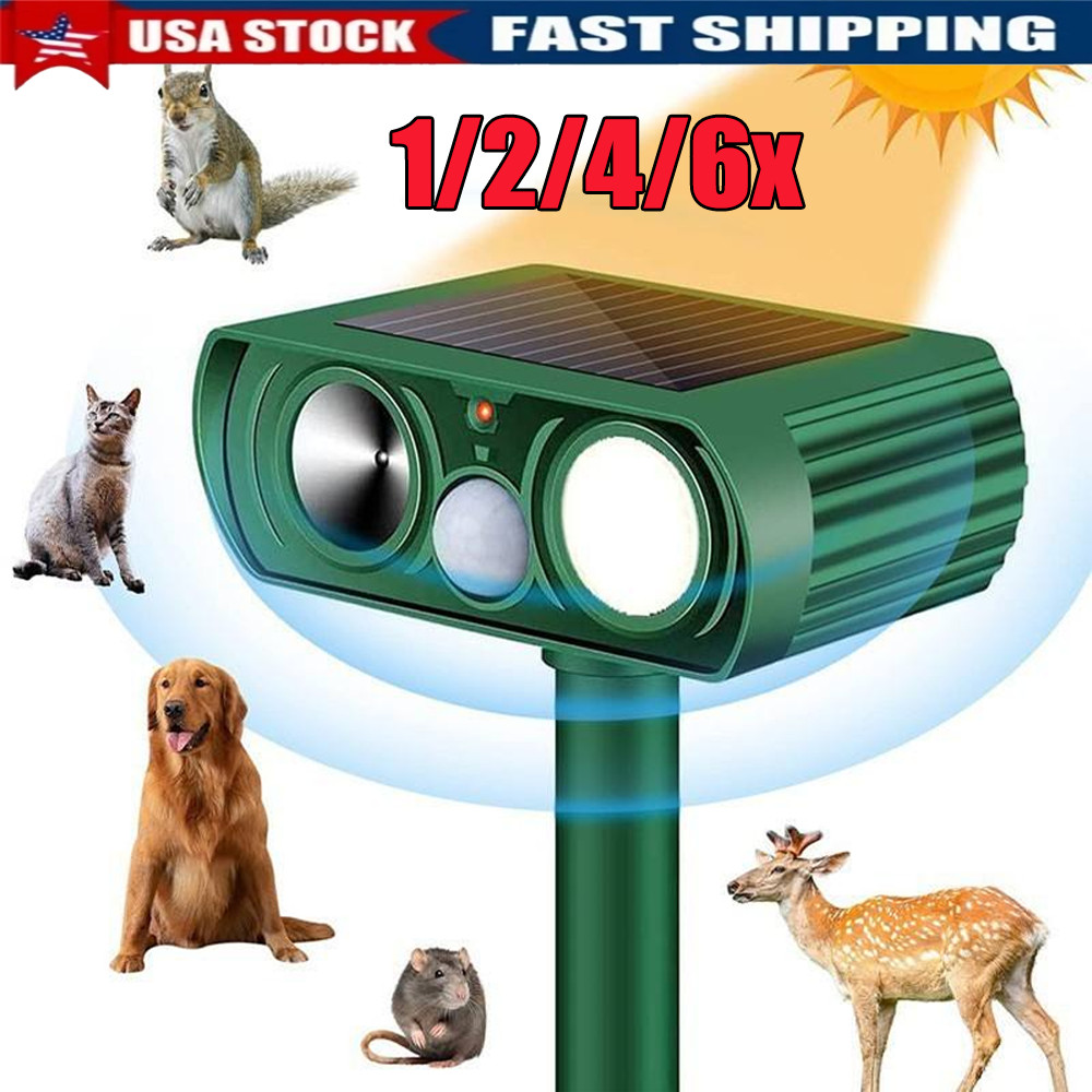 1/2/4/6Pack Solar Ultrasonic Animal Repellent Dog Skunk Deer Raccoon For Garden
