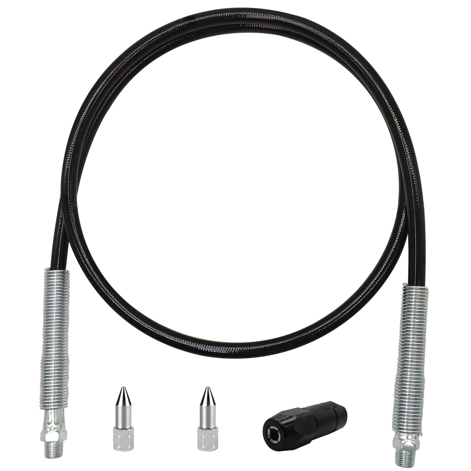 47in 4-Piece Grease Hose Kit, Grease Accessories Set Includes 47in Flex Greas...