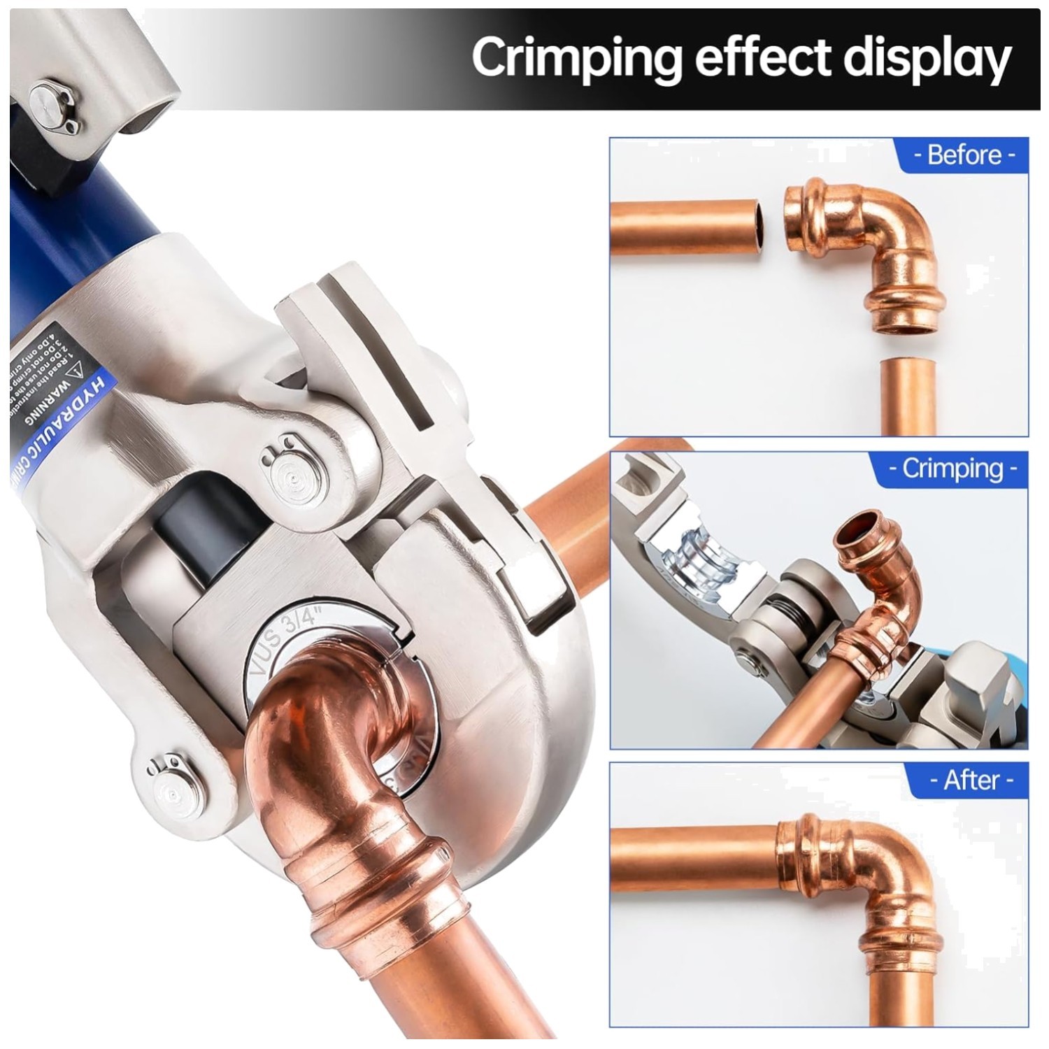 Copper Pipe Crimper Tool Set with Jaw Press Pliers