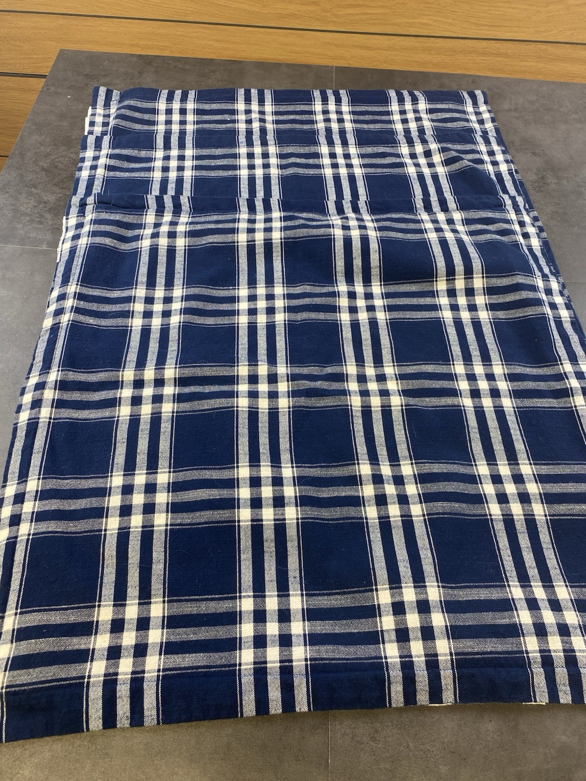 Lauren Ralph Lauren Set of 3 Navy & White Plaid Cotton Euro Shams Zip 24 x 24