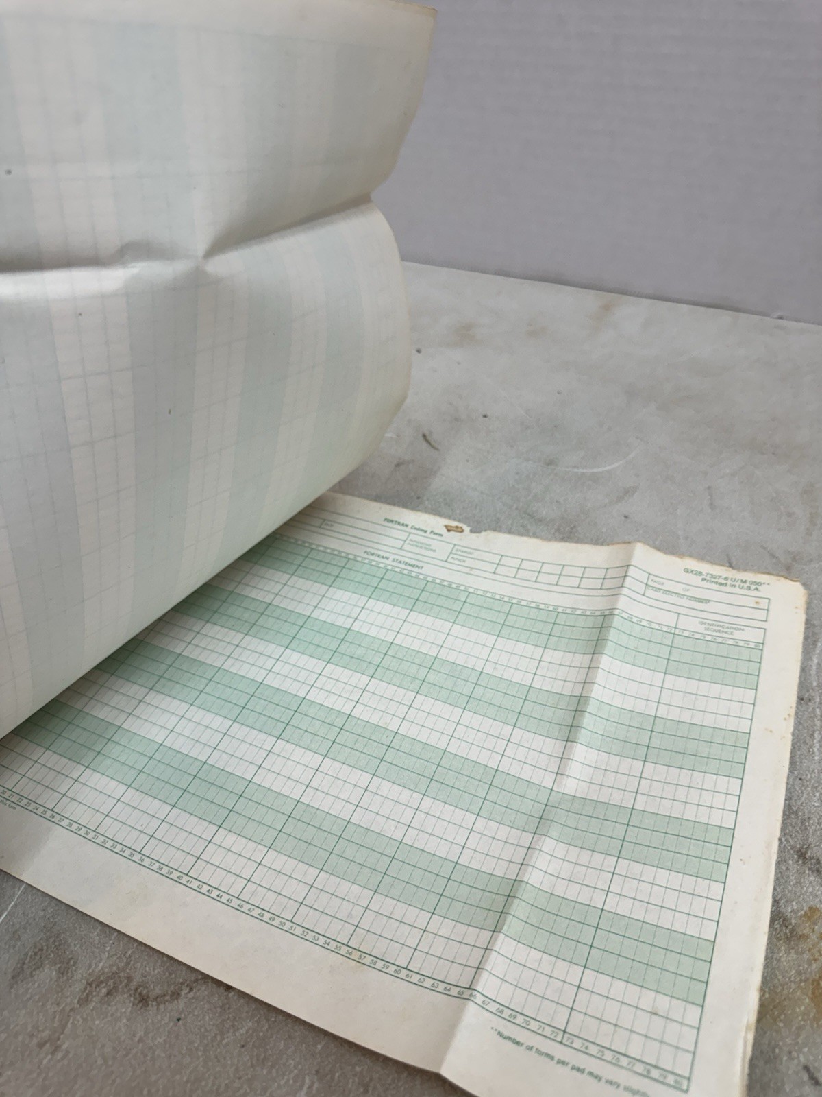 vintage ibm fortran coding form gx28-7327-6 u/m 050