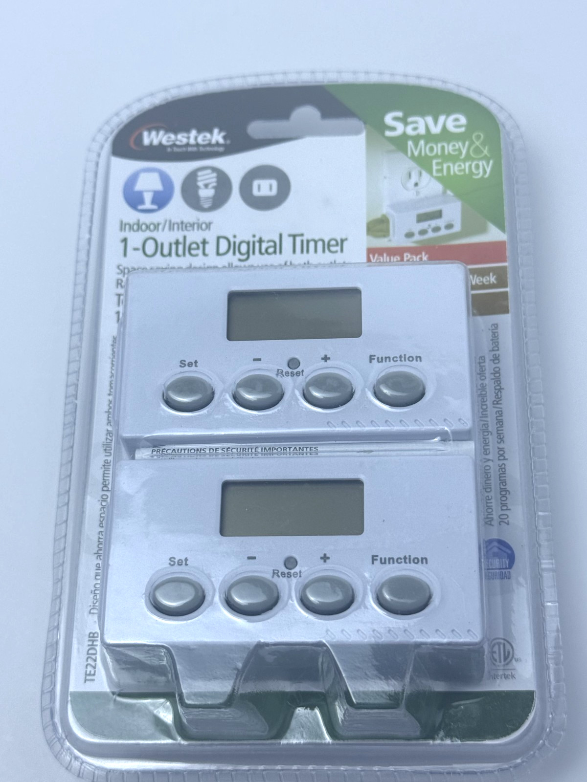 4 Westek Digital Outlets Timer Indoor Use TE22DHB NIP (2) Open (2)