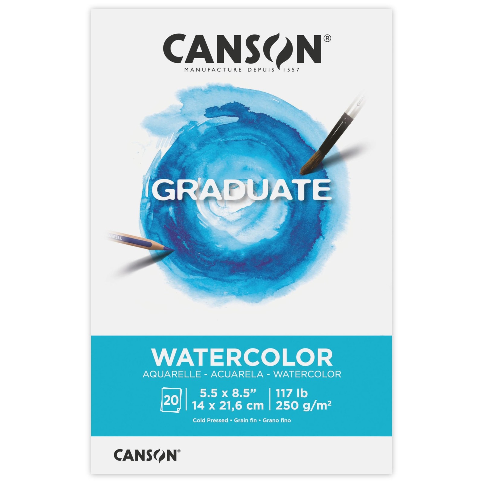 Graduate Watercolor Pad 5.5x8.5 Inch 20 Sheets Foldover Artist Paper