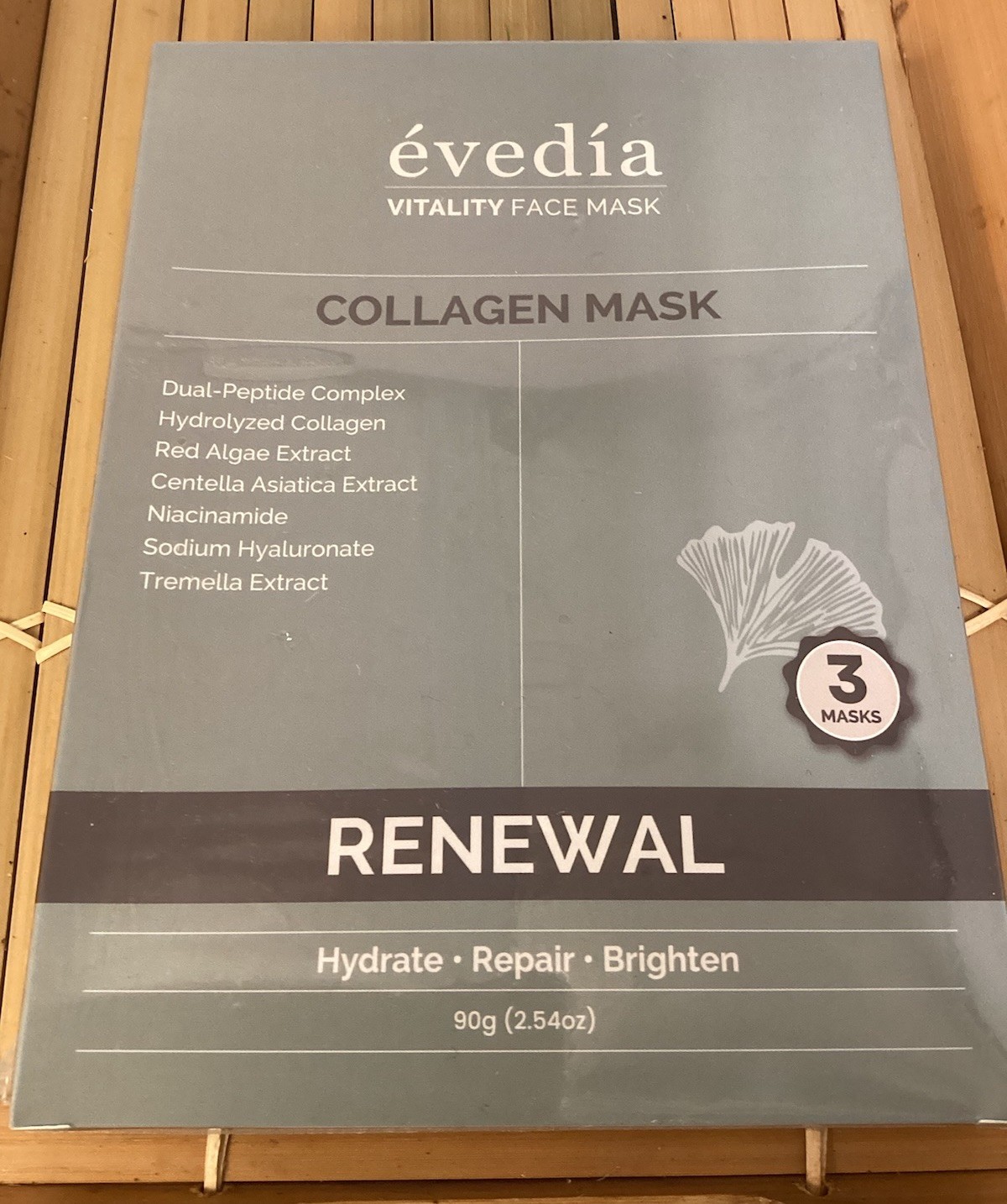 New Sealed Evedia Vitality Face Mask (3) Collagen Mask Renewal  (2.54oz)
