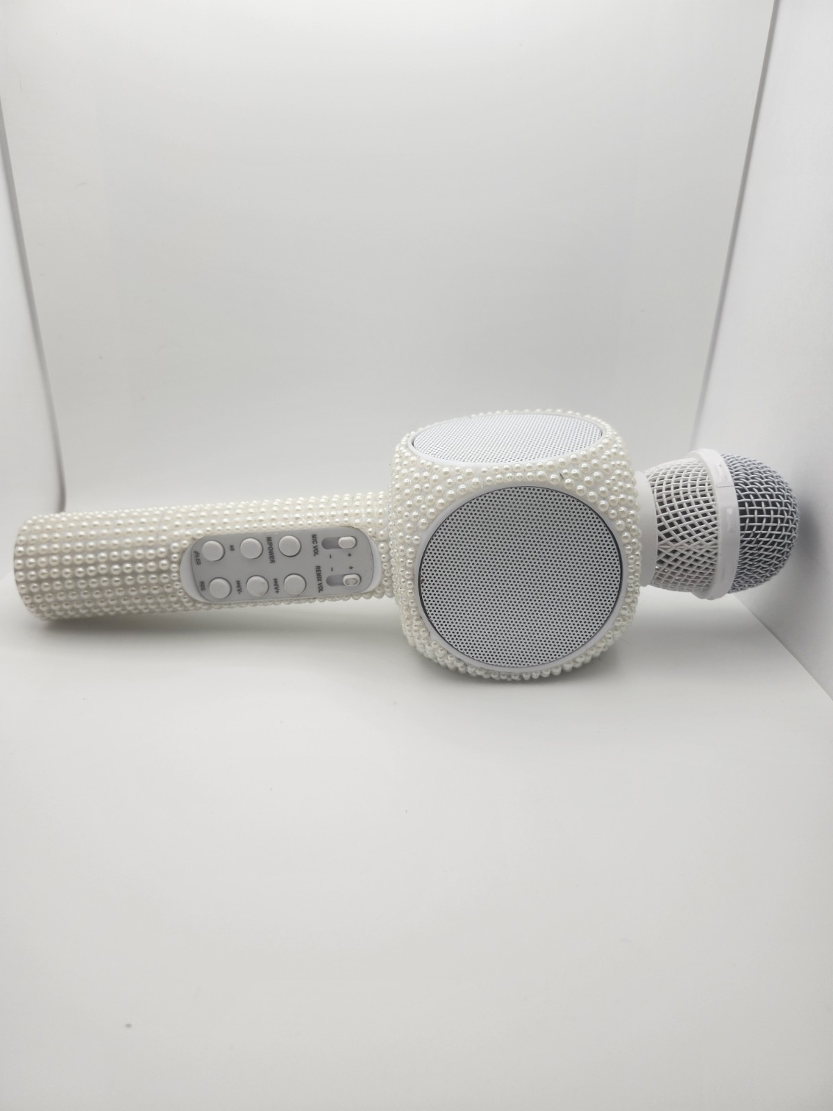 MVMT White Karaoke Microphone USB Recording LED Handheld with Pearl Design