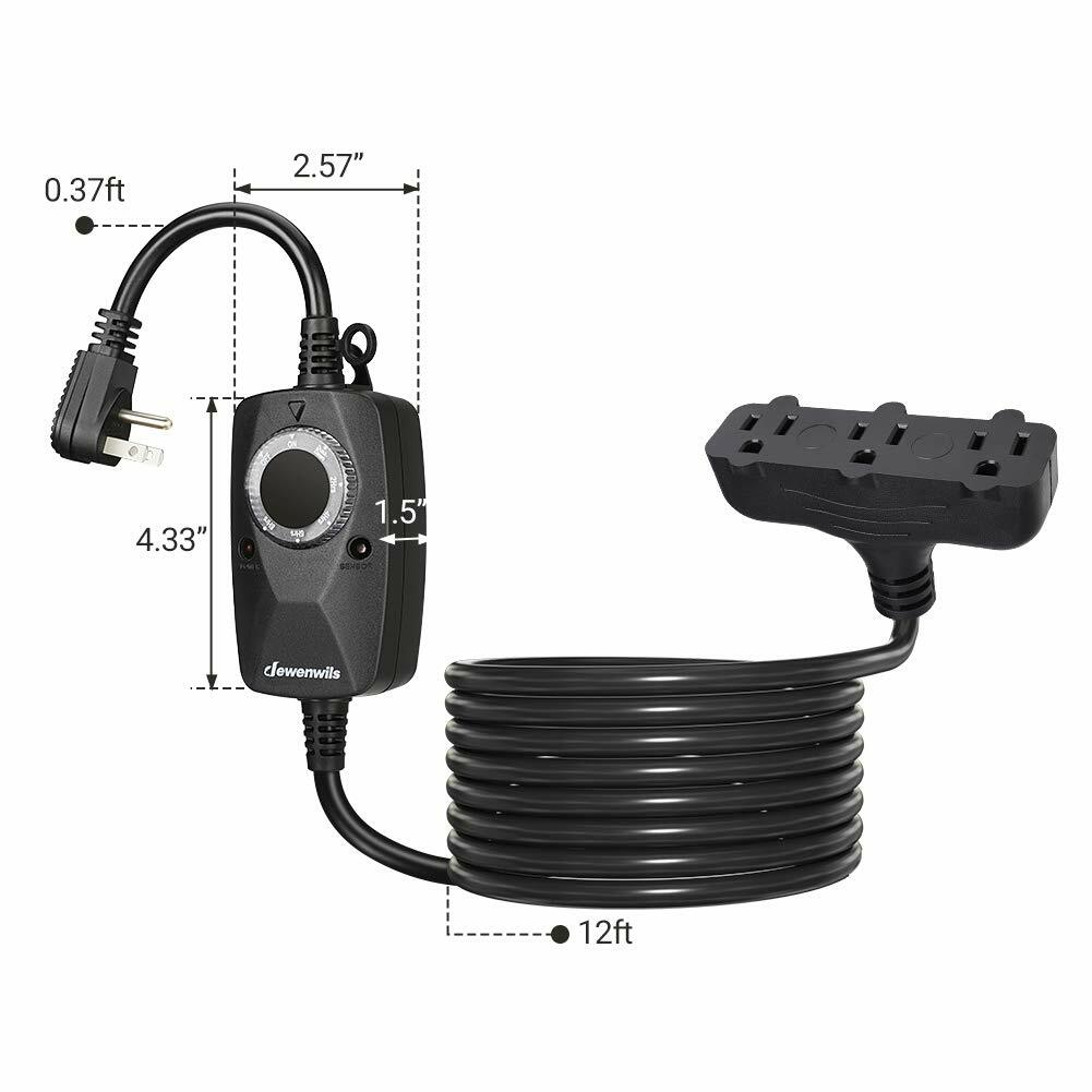 DEWENWILS Outdoor Light Sensor Timer for Pool Pump 12FT Extension Cord Plug in