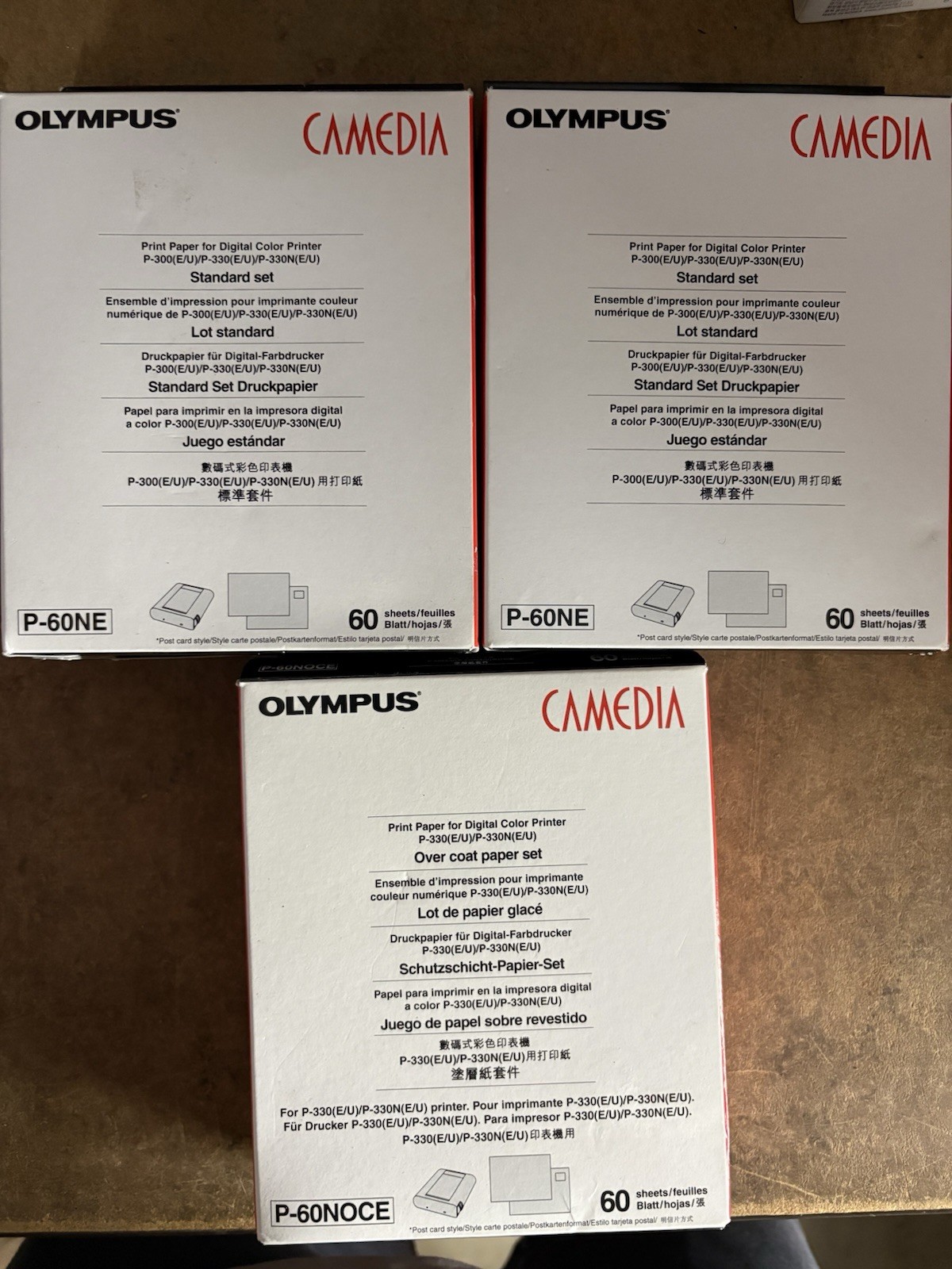 Lot of 3 Olympus P-60NE Camedia Print paper For P-300 P-330 (60 Sheets Each)