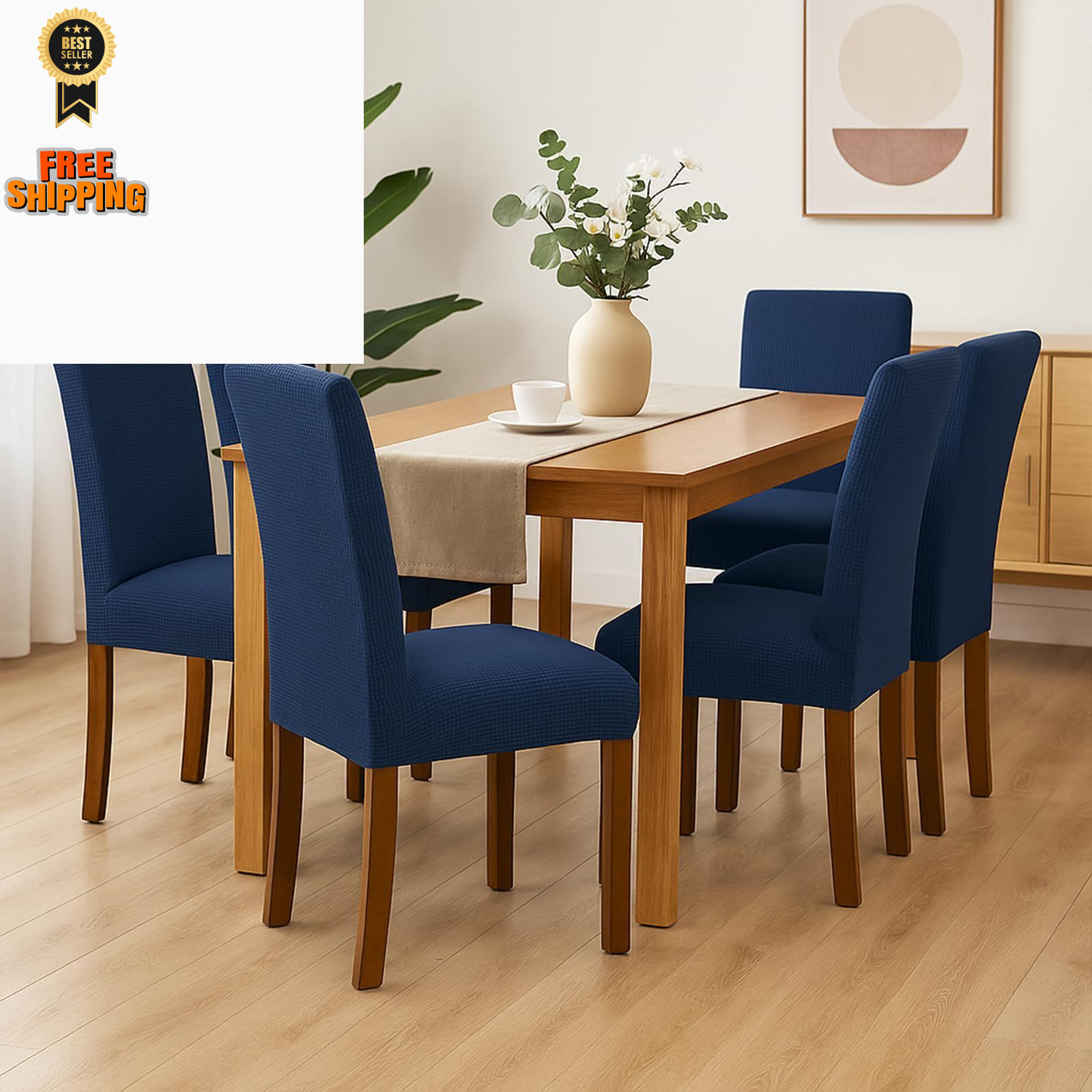 Aertiavty Chair Covers for Dining Room Set of 4 Kitchen Chair, Navy Blue