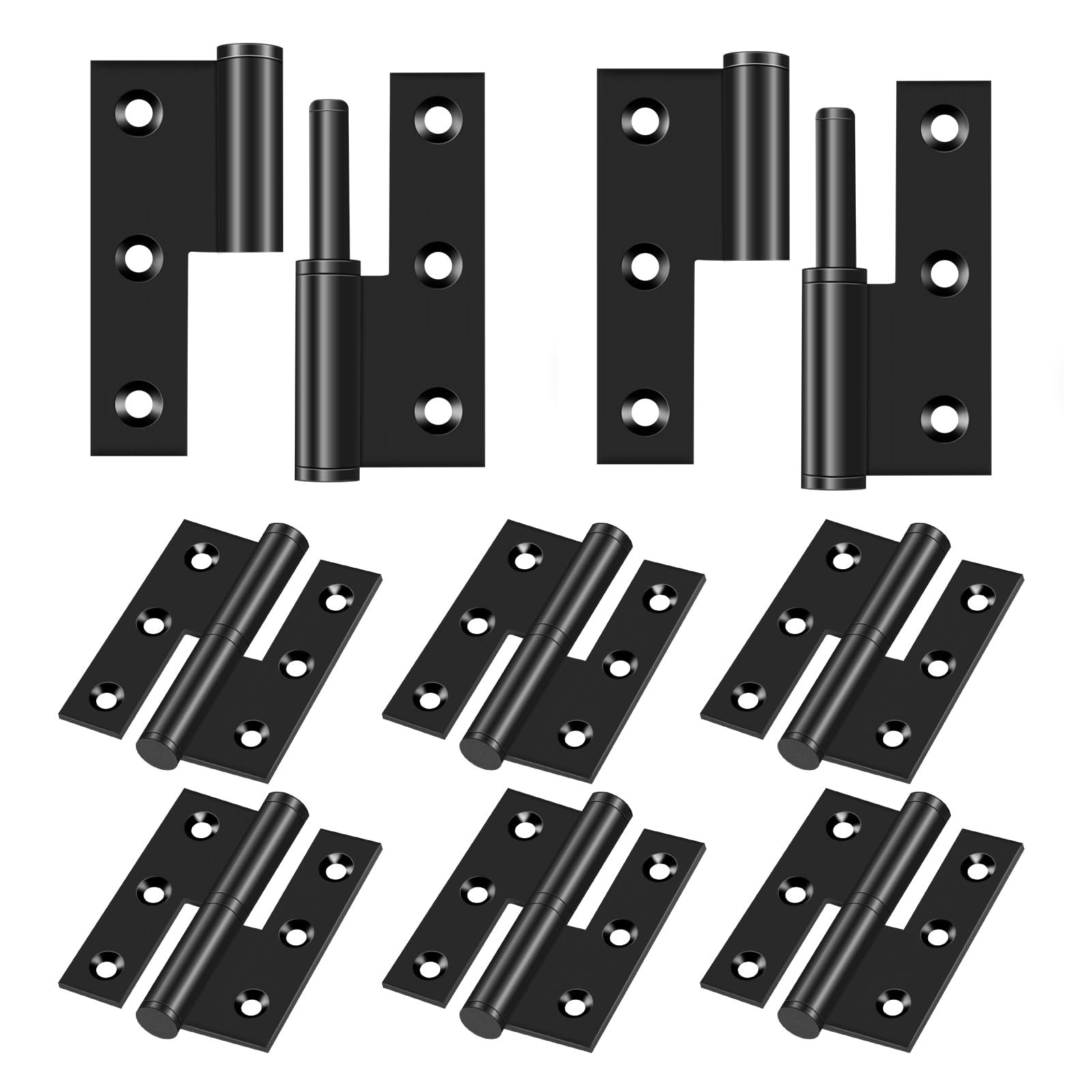6 PCS 3 Inch Right Lift Off Hinge Black Stainless Steel Removable Heavy