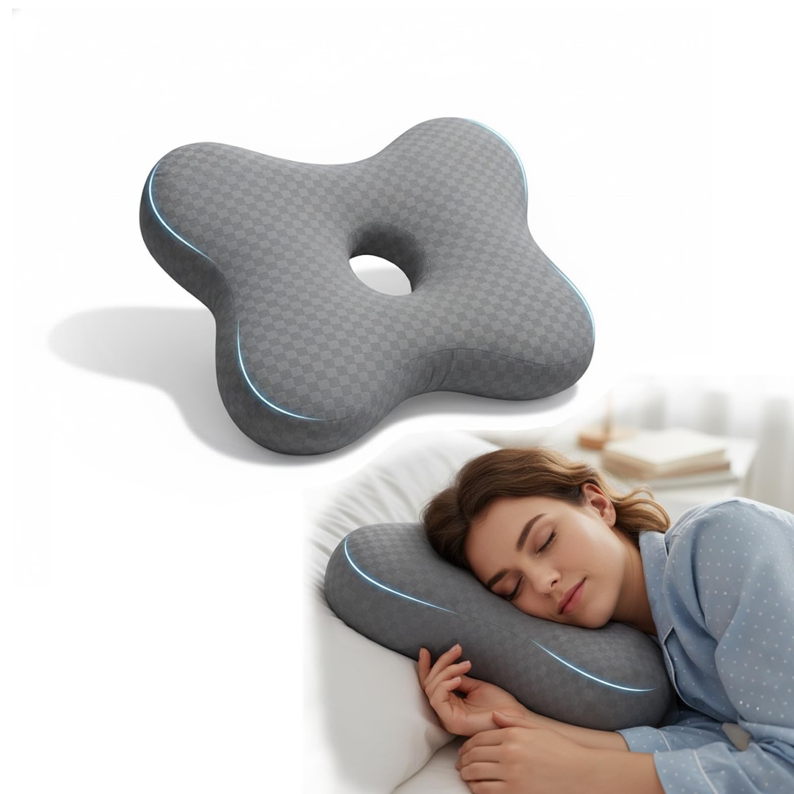 Piercing Pillow with Hole – Butterfly Shape Side Sleeper Pillow for Ear Pain ...