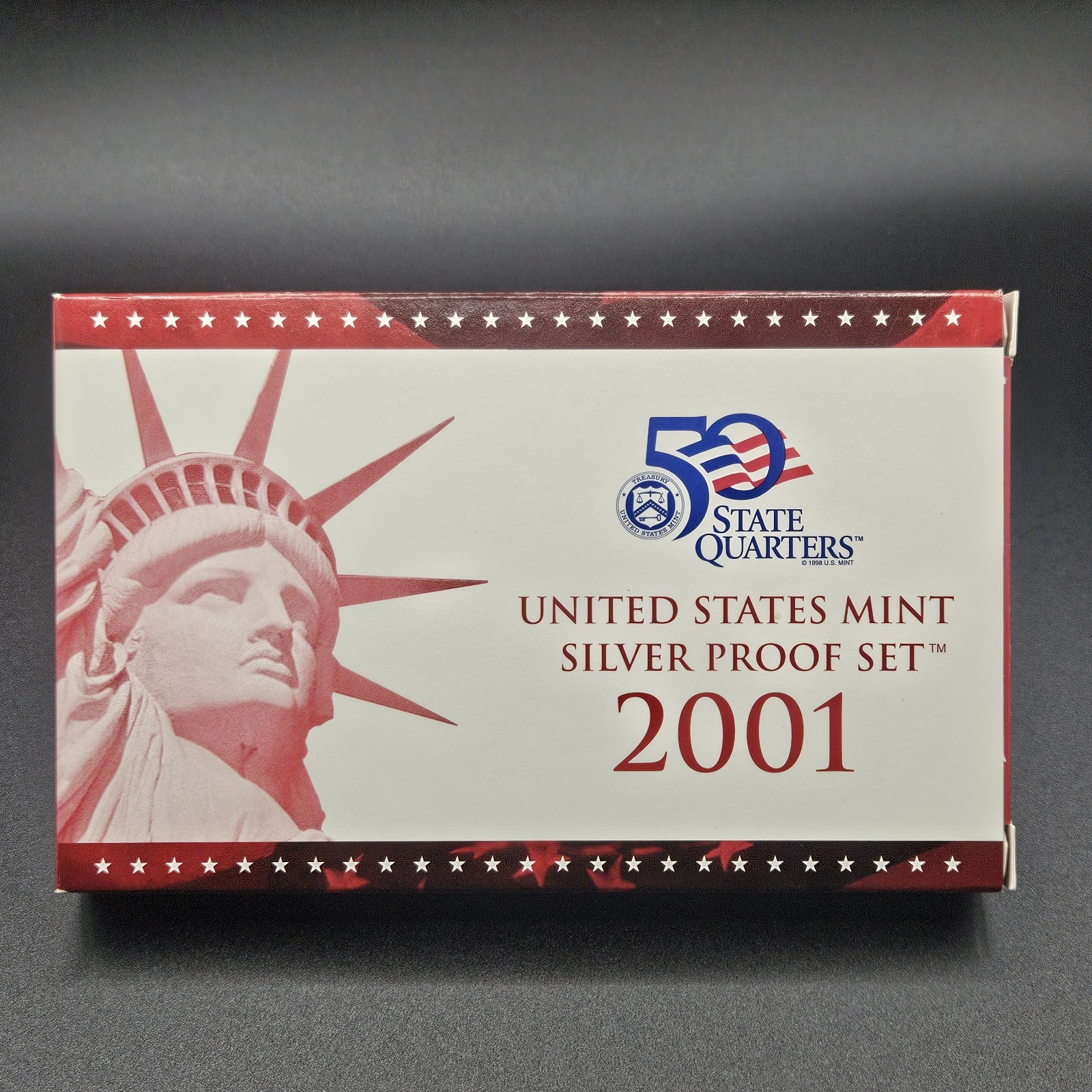 2001 United States Mint Silver Proof Set Complete OGP Box & COA 50 State...