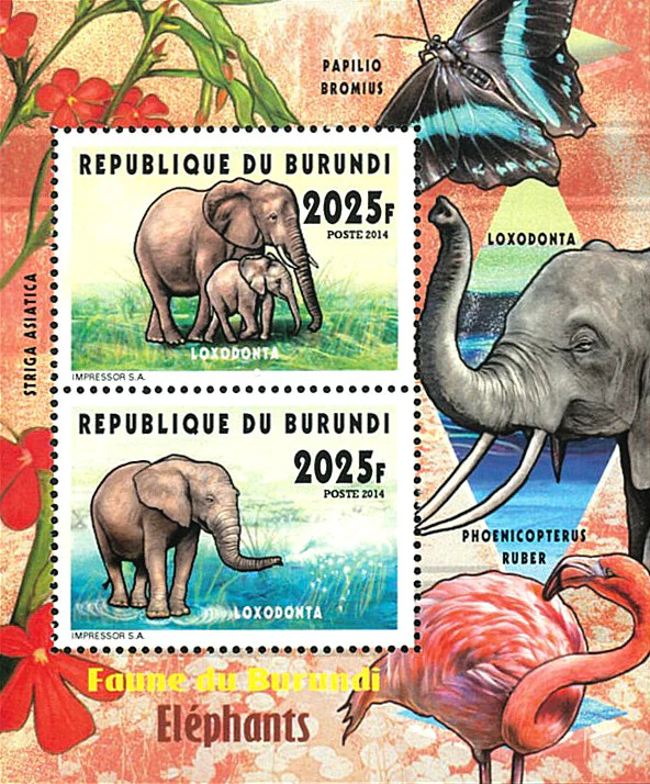 Burundi 2014 Perf Fauna & Flora Elephants Block Collective 3397 - 3400 - 3