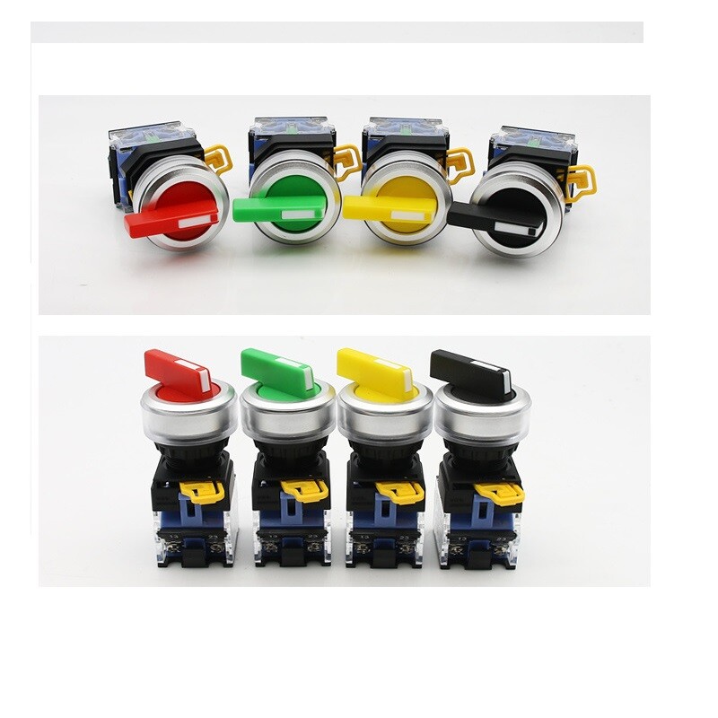 30mm Selector Rotary 3position Long handle push Button Switch 2NO Silver contact