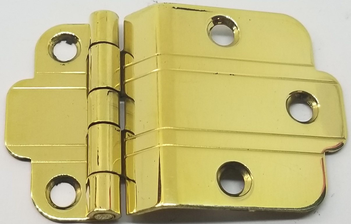 POLISHED BRASS 3/8" Offset Mount Art Deco Cabinet Hinge line Modern Contemporary