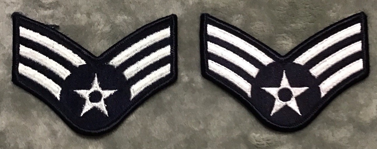 US Air Force Female Senior Airman Rank Strips Insignia Dress Blues Patch Pair