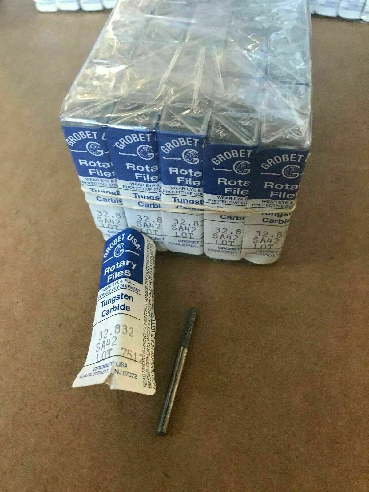 5x NEW GROBET Tungsten Carbide Rotary File Burr Cylinder Shape Single 3/32" SA42
